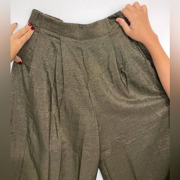 Zara Gold And Black Glitter Flared Pants Size S - Picture 8 of 10